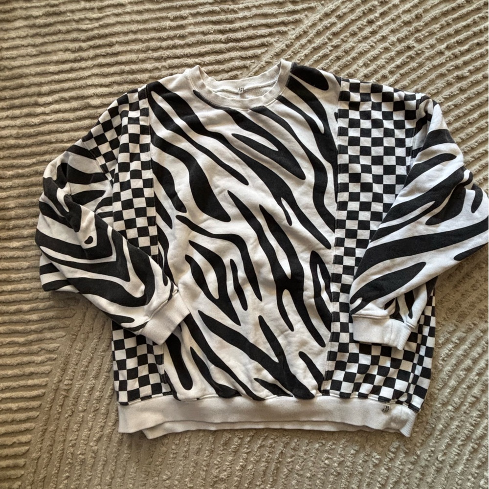 R13 light weight oversized tiger check sweatshirt